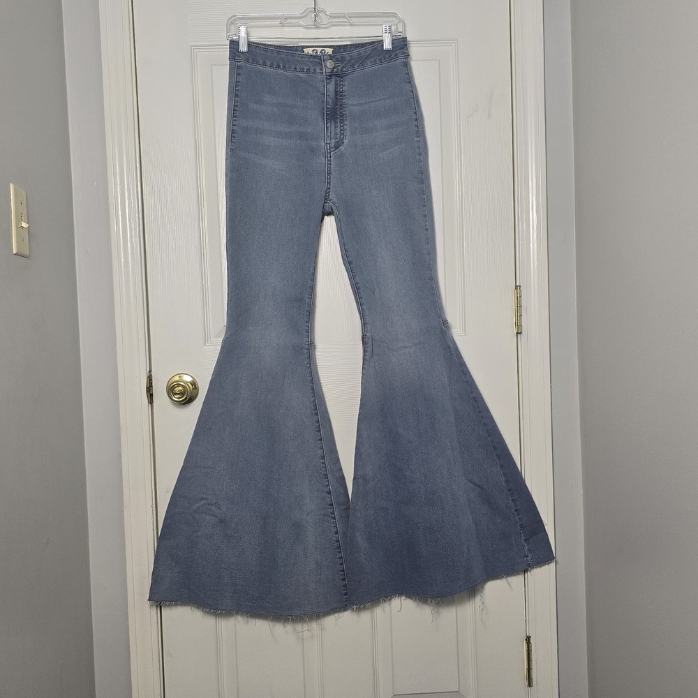 Free People Just Float On Flare Jeans Women Size 28 Bell Bottom Raw Hem Denim